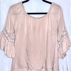 Beige Lace Sleeve Dress Shirt